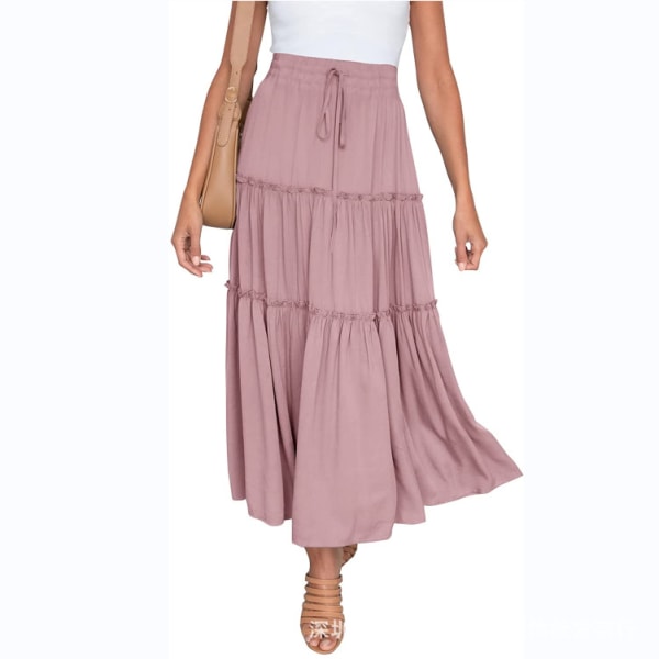 Dame Boho elastisk høj talje A Line Flæse Swing Beach Maxi Nederdel med P