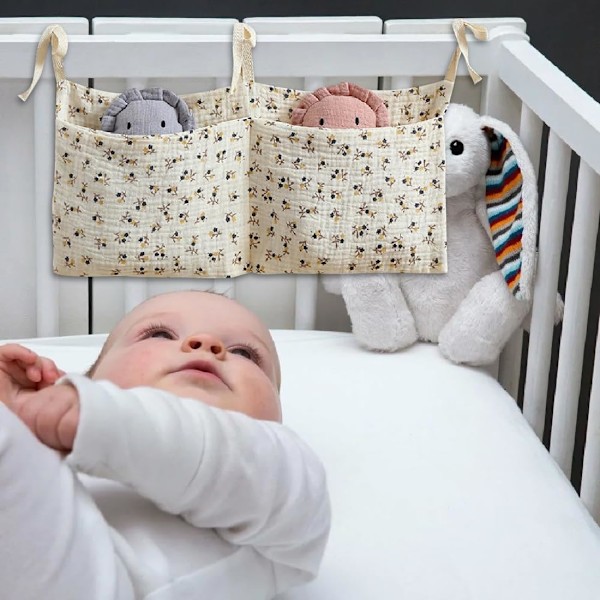 1 stk. hængende opbevaringspose 2 i 1 sengarrangør til børneværelse sengarrangører hængende opbevaringspose baby seng sengearrangør（39*20cm）