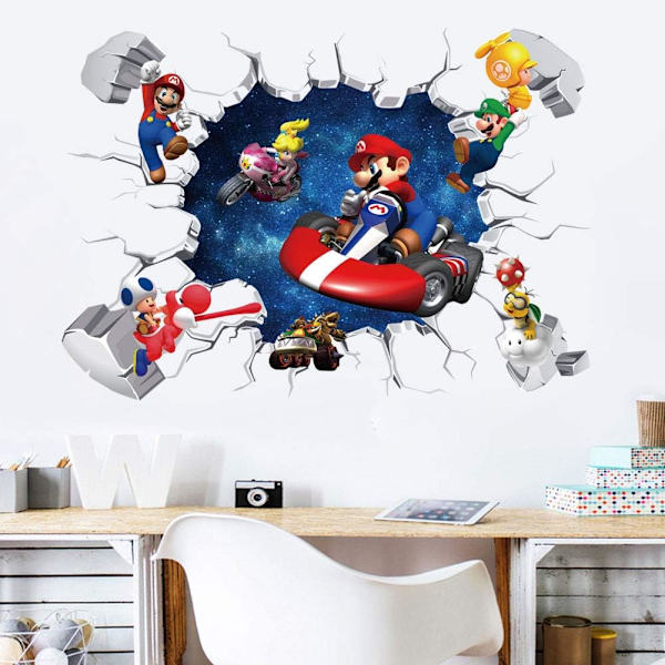 Mario-pelitarra, lasten animaatio, makuuhuoneen tausta, seinäkoriste