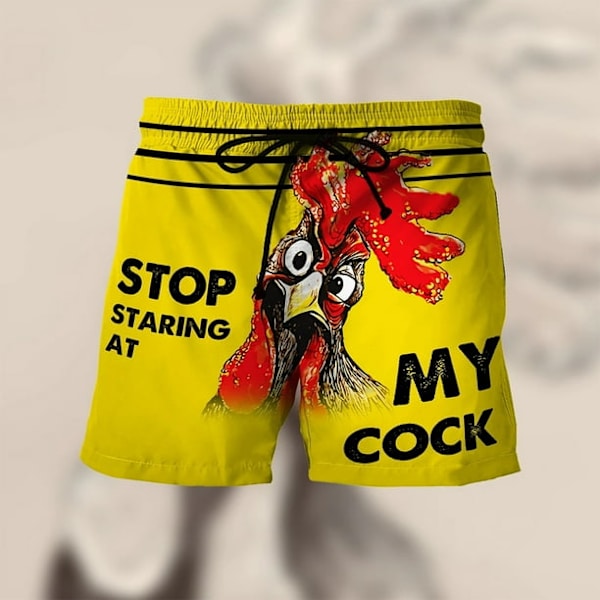 Badbyxor för män, snabbfintorkande strandshorts, herr dragsko special tupptryck