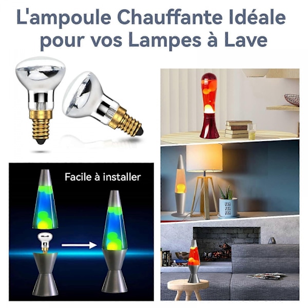 Lavalampa 25W E14 R39 Varmvit Reflektorlampa SES Liten Edison Skruv Glödlampa Spotlight (4-pack)