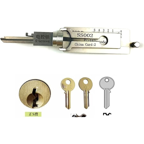 SS002 Lukkopoimintatyökalut, jotka ovat yhteensopivia Double Groove -ovien lukon kanssa, 2 in 1 Pro -dekooderi ja poimintatyökalut