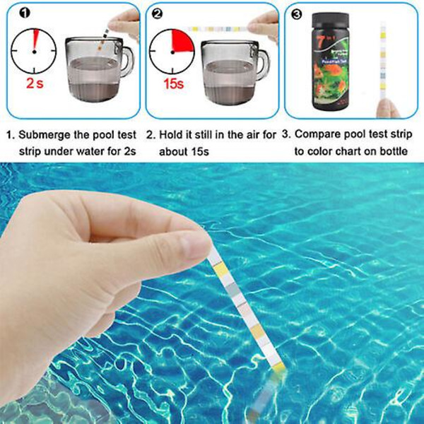 7 i 1 Ph-test fiskdammsvatten tropisk akvariedamm vatten testremsor kit