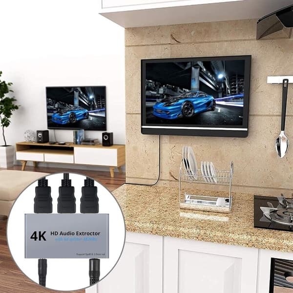 4K 3D HDMI Audio Extractor med HD 1x2 HDMI Splitter HDMI til optisk SPDIF