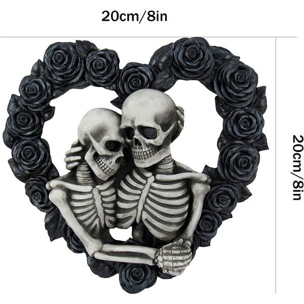 Skull Couple Wreath Black Rose Pendant Decoration , Suitable for