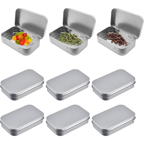 12 stk. liten metallboks, en-delt aluminiums oppbevaringsboks i jern, metall oppbevaringsboks egnet for oppbevaring av godteri, hårnåler, smykker og små gjenstander
