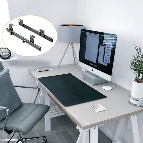 Skuffeskinner 350mm Skuffeskinne Kuglelejeskinner til Tastatur Skuffe (1 Par) Sort