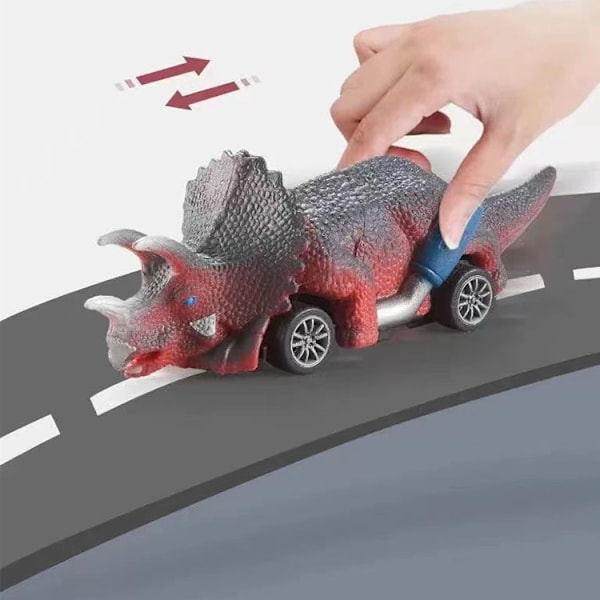 Dinosaurusauto vetää taakse (4 autoa)