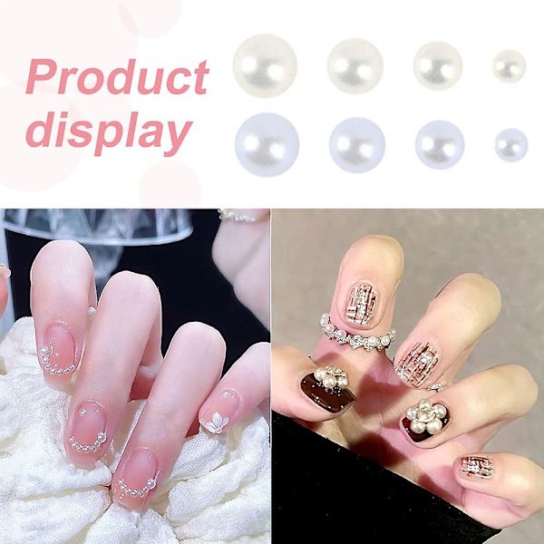 Manicure sæt med perledekorationer, 2 æsker, sæt A, hvid