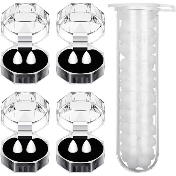 4 par vampyrtänder proteser med tandpiller för cosplay rekvisita halloween, vit (13mm)