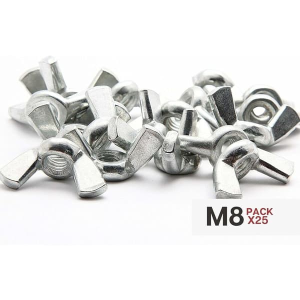 INDUSTRIELLE Vingmutter M8 Galvanisert Stål Vingmutter Assortert 25 PCS Vingmutter
