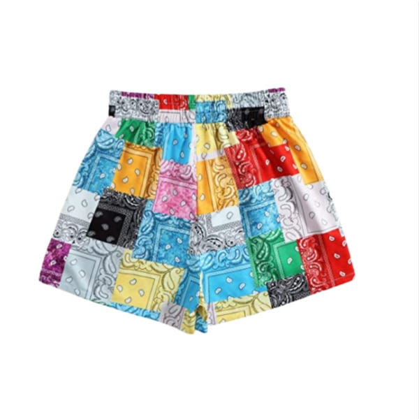 Kvinners trykte shorts med snøring i midjen og lommer - casual sommer shorts