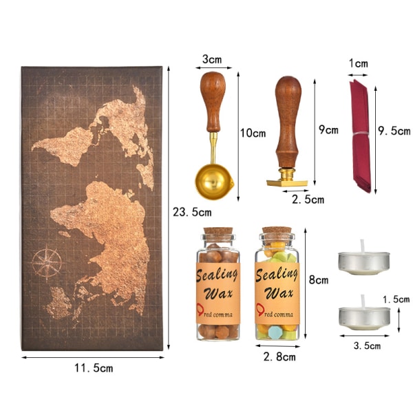 1 set DIY-kit frimärken vintage dekor tätningsvax tätningsvax stämpel set vax smält sked kuvert skrotbok stans