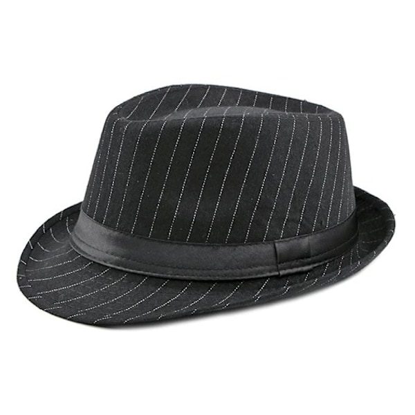 Jazz Cap Bred Brim Klassisk Stribet Design Fedora Hat