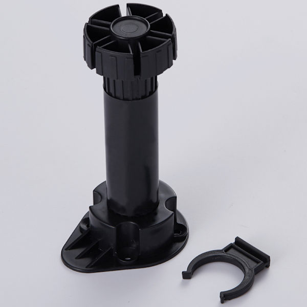 Sats med 4 justerbara ben med tillbehör för kök/badrum, plast, svart, 100-120 mm