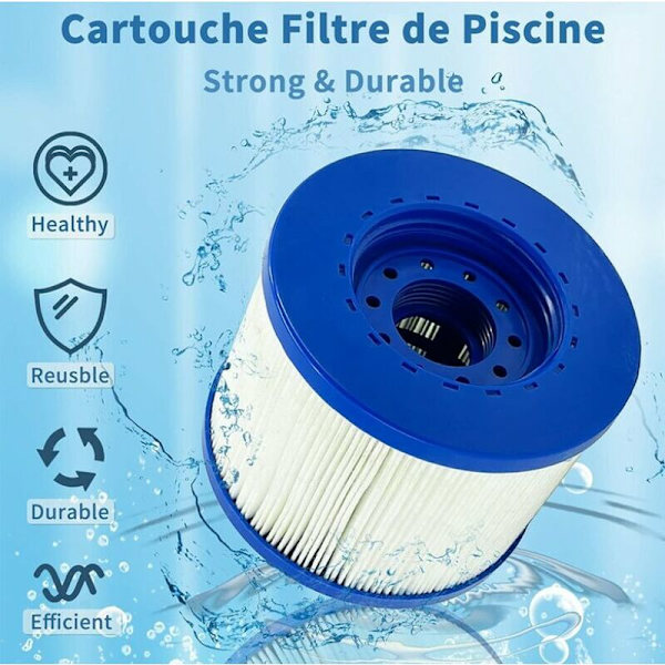 Uendelig skrue-i-spa-filter, oppblåsbar spa-skrue-i-filterpatron 60 mm
