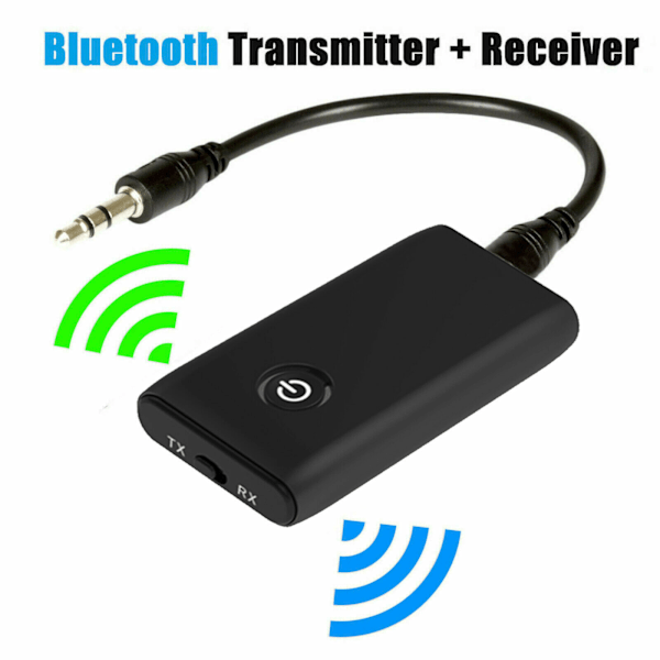 Bluetooth 5.0-sändare, 2-i-1 trådlös 3,5 mm-adapter, sändare och mottagare, Bluetooth 2-i-1-adapter, 3,5 mm-kontakt APTX och USB