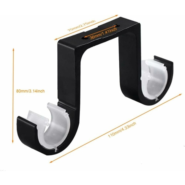 Gardinstangbeslag - Aluminiumlegeringsbeslag - Sort,,2 stk.