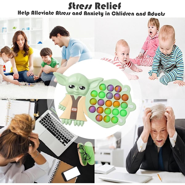 Baby Yoda Fidget Toy - Söt Yoda Fidget Toy Pop Bubble som minskar stress och ångest