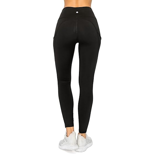 Reflekterande yogabyxor med hög midja för kvinnor med fickor: Hel, Capri, 7/8 L