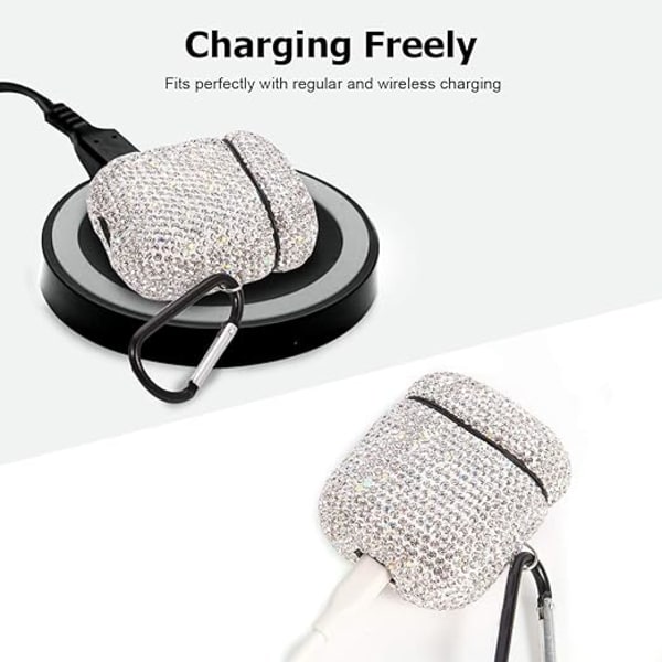 Funklende Diamant Etui til AirPods med Nøglering Stødsikker Beskyttelse Premiu