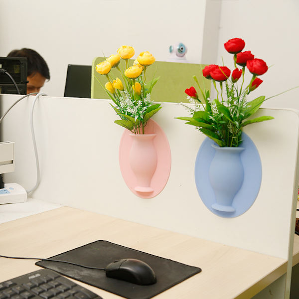 Viskose Silikon Vase, Magisk Vase, Klebrig Vase, 3stk-blå, rosa, hvit