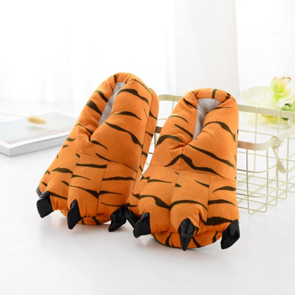 Tofflor för kvinnor och män vinter tecknad tiger klo pyjamas skor hem tofflor