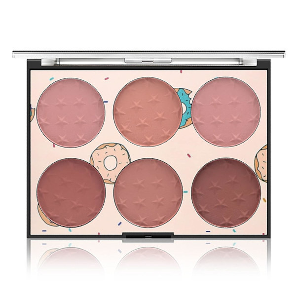 6 farver ansigtsblush-palette, let luksus blush-palette mat blush-pudder