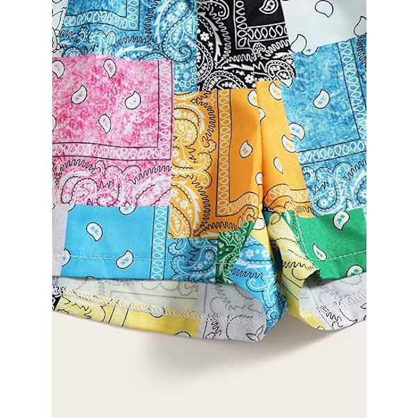 Kvinners trykte shorts med snøring i midjen og lommer - casual sommer shorts