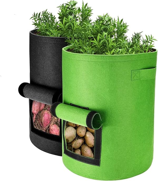 Potatisodlingsväskor, 2-pack 40L/10 gallon grönsaksväskor, odlingsväskor i non-woven med fönster, trädgårdsväskor för grönsaker