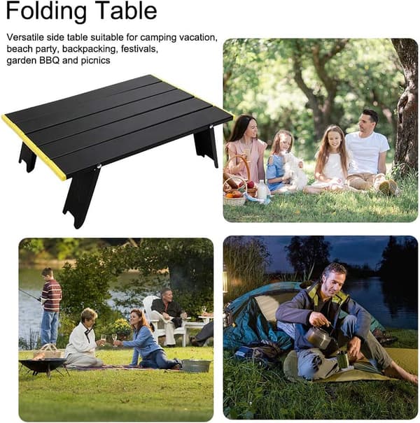 Campingbord, sammenklappeligt, bærbart, aluminium, mini, kompakt, til camping, pi