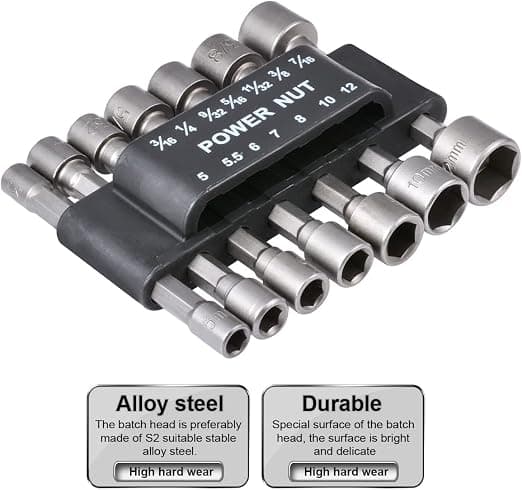 5mm-12mm sekskantmutterdriver kraftige borbits metrisk hylseadapter solid sokkel