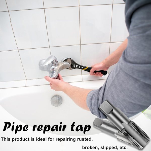 Sats med gängade tapp för rör, 1/2\" och 3/4\" - Perfekt för reparation av gängade rördelar - Högkvalitativt verktyg