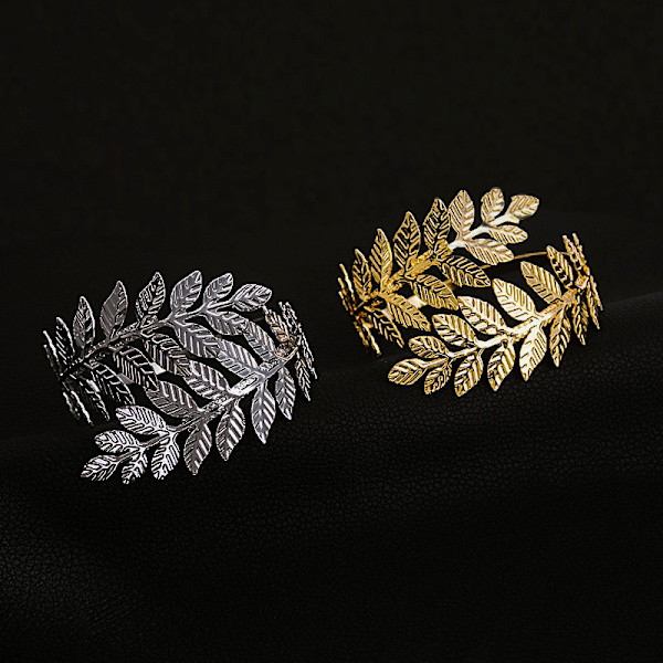 Metallisk grekisk romersk lagerblad armband överarm manschett arm