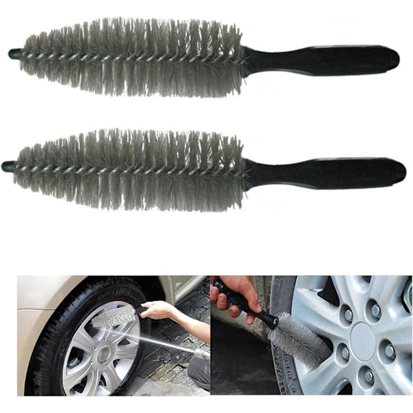 2pcs Car Rim Cleaning Brush Car Rim Brushes Car Wheel Cleaning Brushes Set Bicycle Tire with Cleaning Microfiber Rim Brush Used for Cleaning Tire Pro