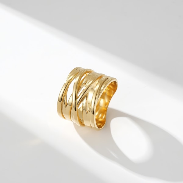 Unisex rustfrit stål solidt krydsende flettet crossover uendelighed chunky statement ring, 19cm
