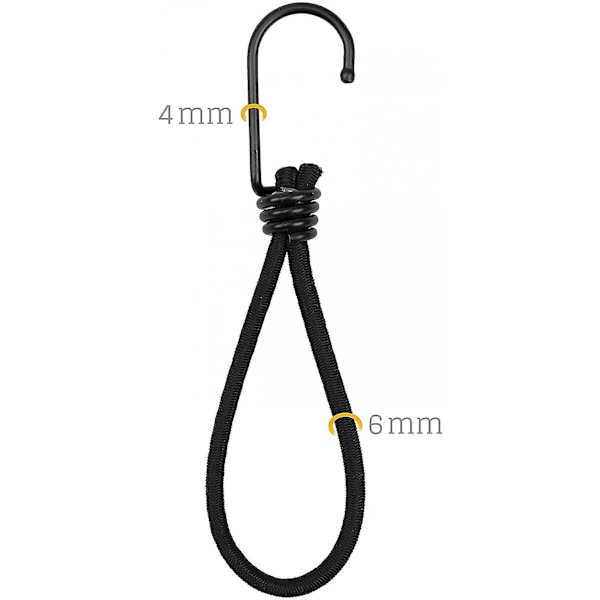 25 ammattimaista kumivenytinta koukulla (musta 150 mm) - pressuille, julisteille ja verkoille