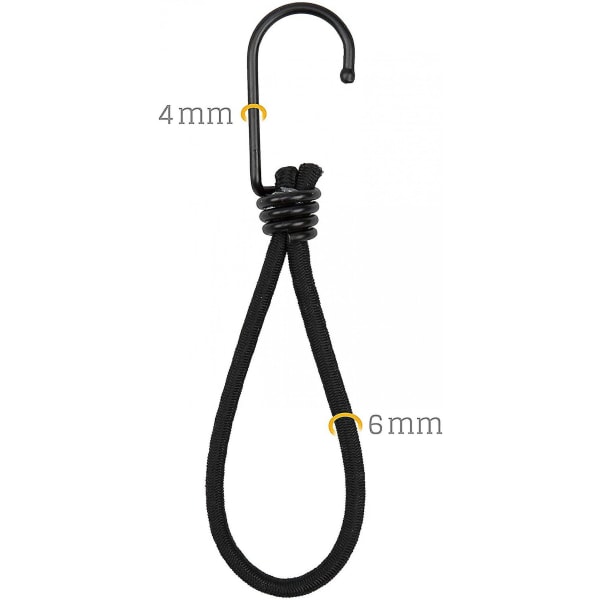 25 Professional Rubber Elastic Tensioners with Hooks (Black 150mm) - For Ta