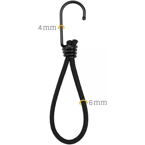 25 professionella elastiska gummispännare med krokar (svart 150 mm) - För Ta