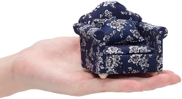Hamster Mini Bomullssoffa Stol, Liten Djur Blå Röd Säng Mysig med Kudde,