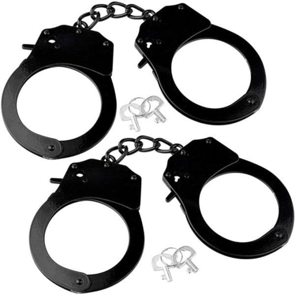 3 stk metallhåndjern med nøkler for politi, svarte håndjern Propdress Ball
