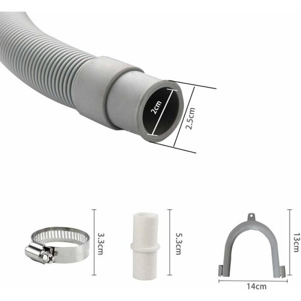 Afløbsslange, vaskemaskineforlængelsessæt, vaskemaskineafløbsslange, universel afløbsslange, vandafløbsslange, vaskemaskineslange（3m)