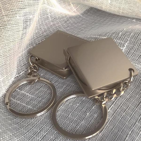 2 st bärbar full metall mini linjal måttband multifunktionell nyckelring K