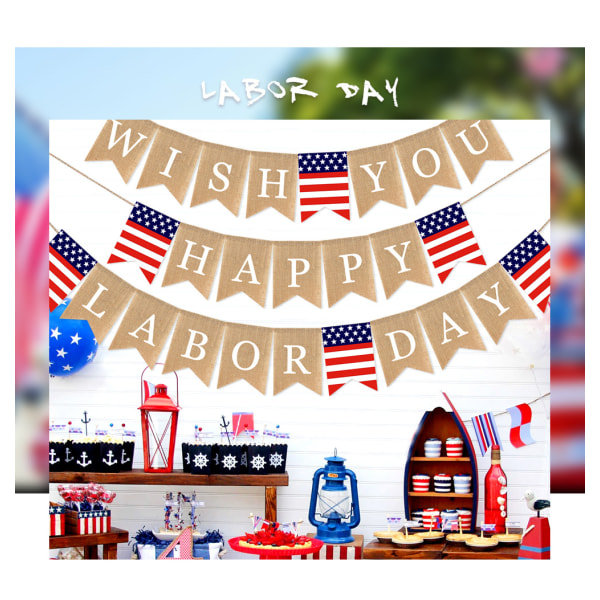 2 st 4 juli patriotiska banderolldekorationer röd blå vit USA amerikansk f