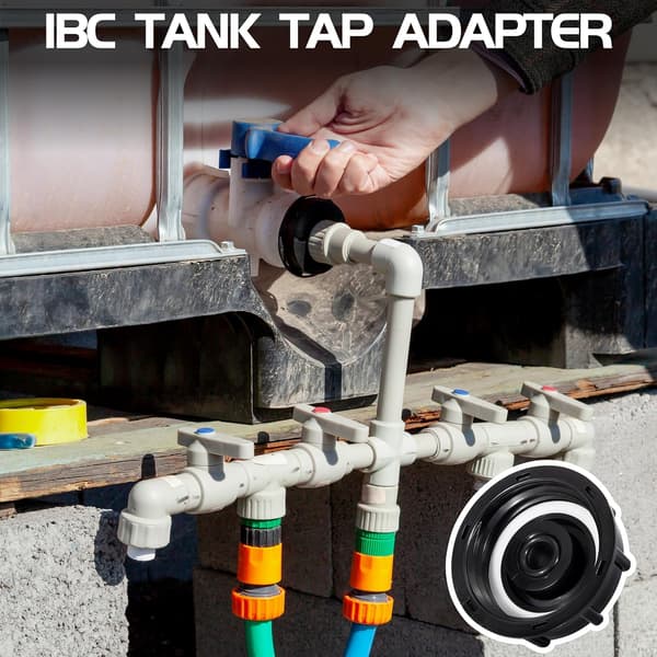 2 stk. vandtankhætteadapter, IBC-tankhætte, S60x6 IBC-fitting, egnet til