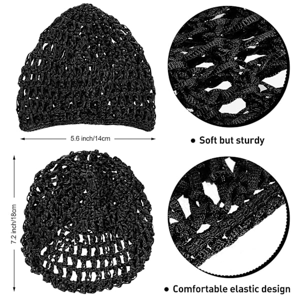 2 stk. Mesh Hårnet Rayon Strikkede Snood Kvinder Hæklet Søvn Hue (Sort)