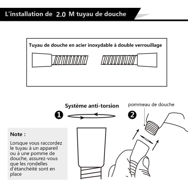 Duschhuvud, duschhuvud med slang, högtrycksduschhuvud i rostfritt stål