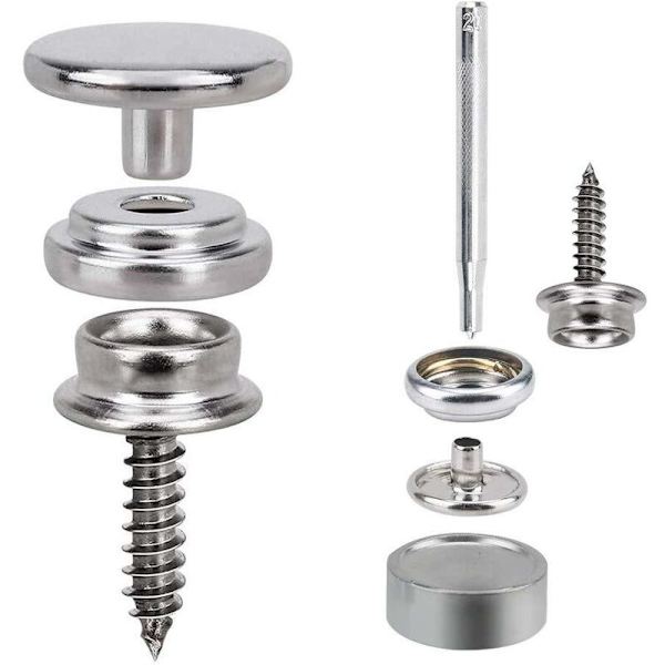 150 stk. Marine Canvas Snaps Kit med metalskruer til båd, 9,5 mm sokkel med 2 justeringsværktøjer til bådpresenning, møbler