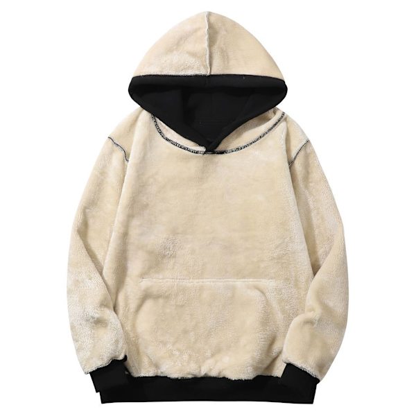 Dames Casual Vinter Varm Fleece Sherpa Foret Jakke Hættetrøje Tyk Pullover Plus Med Lommer（Størrelse：L）