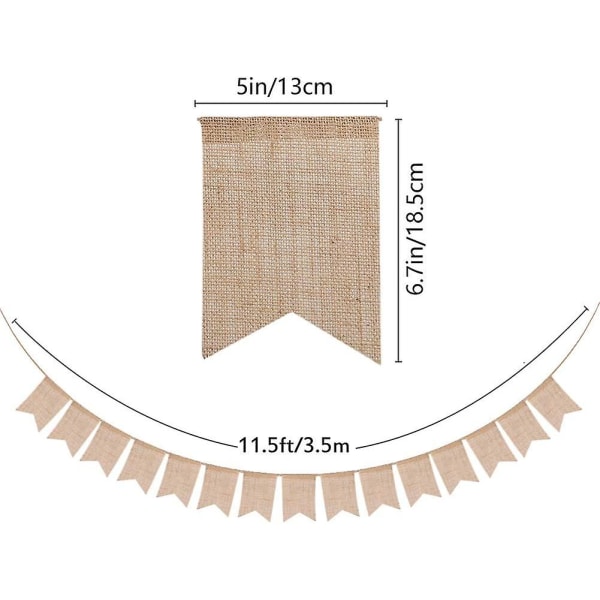 15 st Burlap Vimplar, Perfekt Triangel Flagga Diy Dekoration För Bröllop,